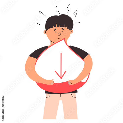 The child suffers from hypoglycemia. A teenager with symptoms of low blood sugar. Vector illustration in flat style photo