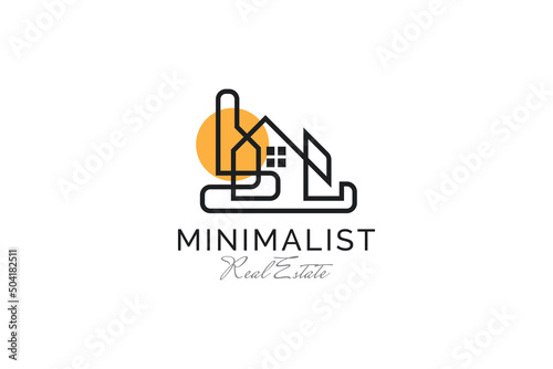 Simple and Minimalist House Logo Design with Line Style Suitable for Real Estate Business Identity. Building or Construction Logo Illustration with Minimal Concept