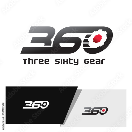 360 logo with gear element in negative space