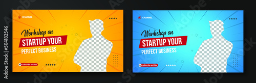 Modern YouTube video thumbnail for workshop promotion Corporate thumbnail and web banner template	