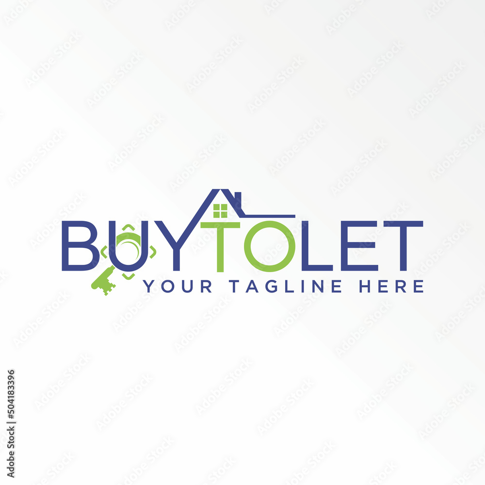 Writing BUY TO LET with roof house, key, and Magnifying glass or capture on U font image graphic icon logo design abstract concept vector stock. Can be used as a symbol related to initial or property