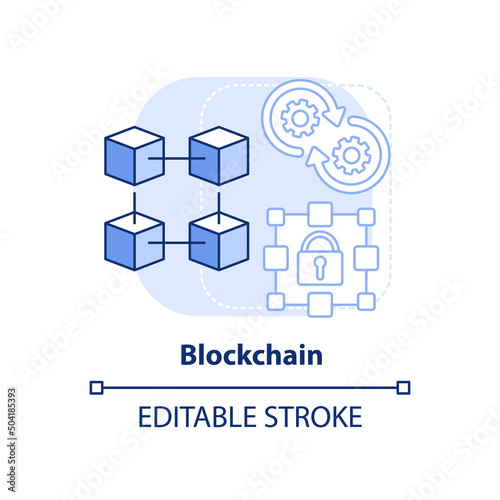 Blockchain light blue concept icon. Highest paying freelance skill abstract idea thin line illustration. Encrypted data. Isolated outline drawing. Editable stroke. Arial, Myriad Pro-Bold fonts used