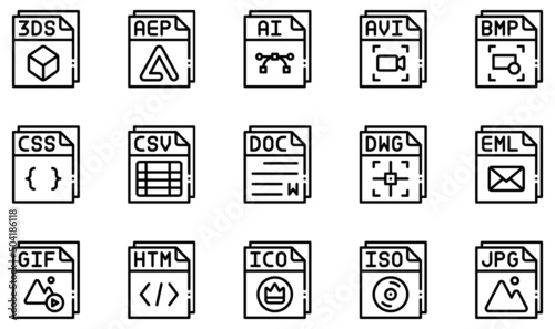 Set of Vector Icons Related to Files. Contains such Icons as Avi Fileds File, Ai File, Avi File, Doc File, Gif File, Jpg File and more.