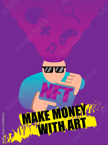 NFT sale banner with man