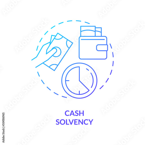 Cash solvency blue gradient concept icon. Assets and liabilities. Government budget balance abstract idea thin line illustration. Isolated outline drawing. Myriad Pro-Bold font used