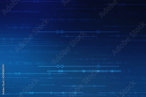 Binary Code Background, Digital Abstract technology background, flowing number one and zero text in binary code format in technology background. Internet Big data Concept