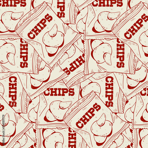 potato snack pack seamless pattern