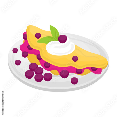 Lemon Blueberry Cream Cheese sandwich meal Concept, Vegetarian Wrap with Beans and paneer vector color icon design, Cooking breakfast symbol, Morning Meal Dishes Sign, Restaurant or cafe menu st