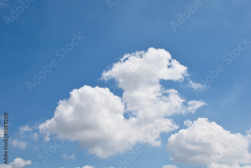 Bright Blue sky with white cloud. Beautiful sky background and wallpaper. Clear day and good weather in the morning. 
