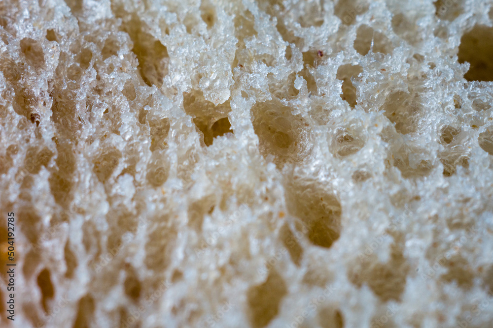 Texture of white bread in macro Texture of white bread in macro