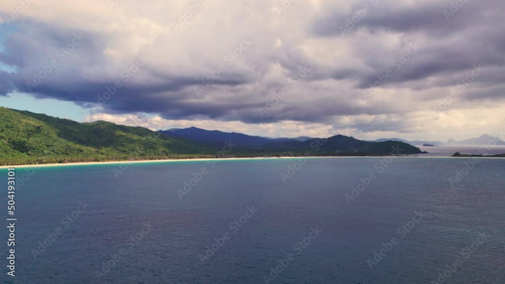 Drone Flight Over Blue Sea Towards Palawan Island Drone Flight Over Blue Sea Towards Palawan Island