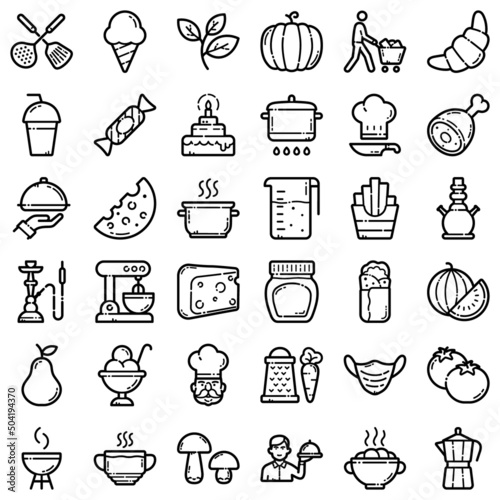 Food Flat Icon Set Isolated On White Background