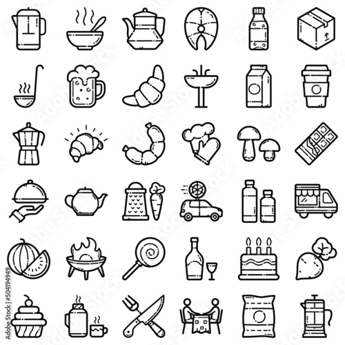 Food Flat Icon Set Isolated On White Background