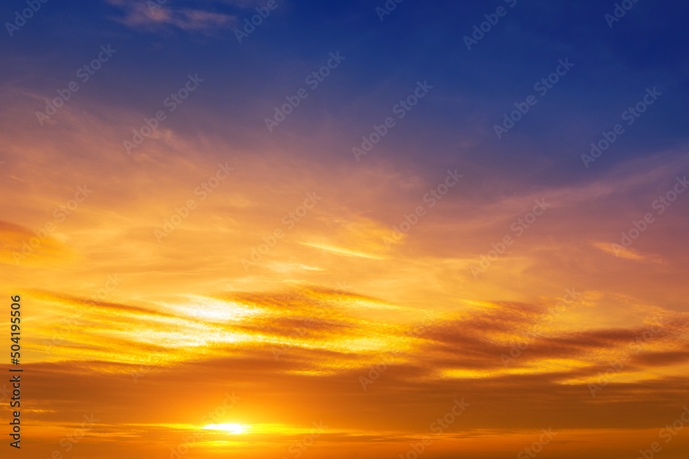 Colorful cloudy sky at sunset. Sky texture, abstract nature background