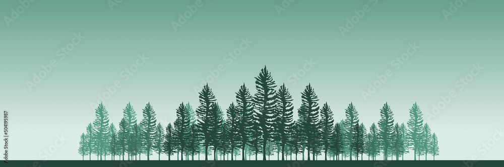 landscape with tree silhouette flat design vector illustration good for wallpaper, background, backdrop, banner, tourism, and design template
