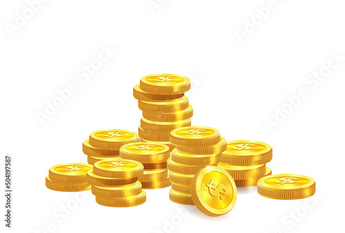 coins, a lot of money, flying gold coins, golden rain. Jackpot or success concept. Modern background. Vector illustration