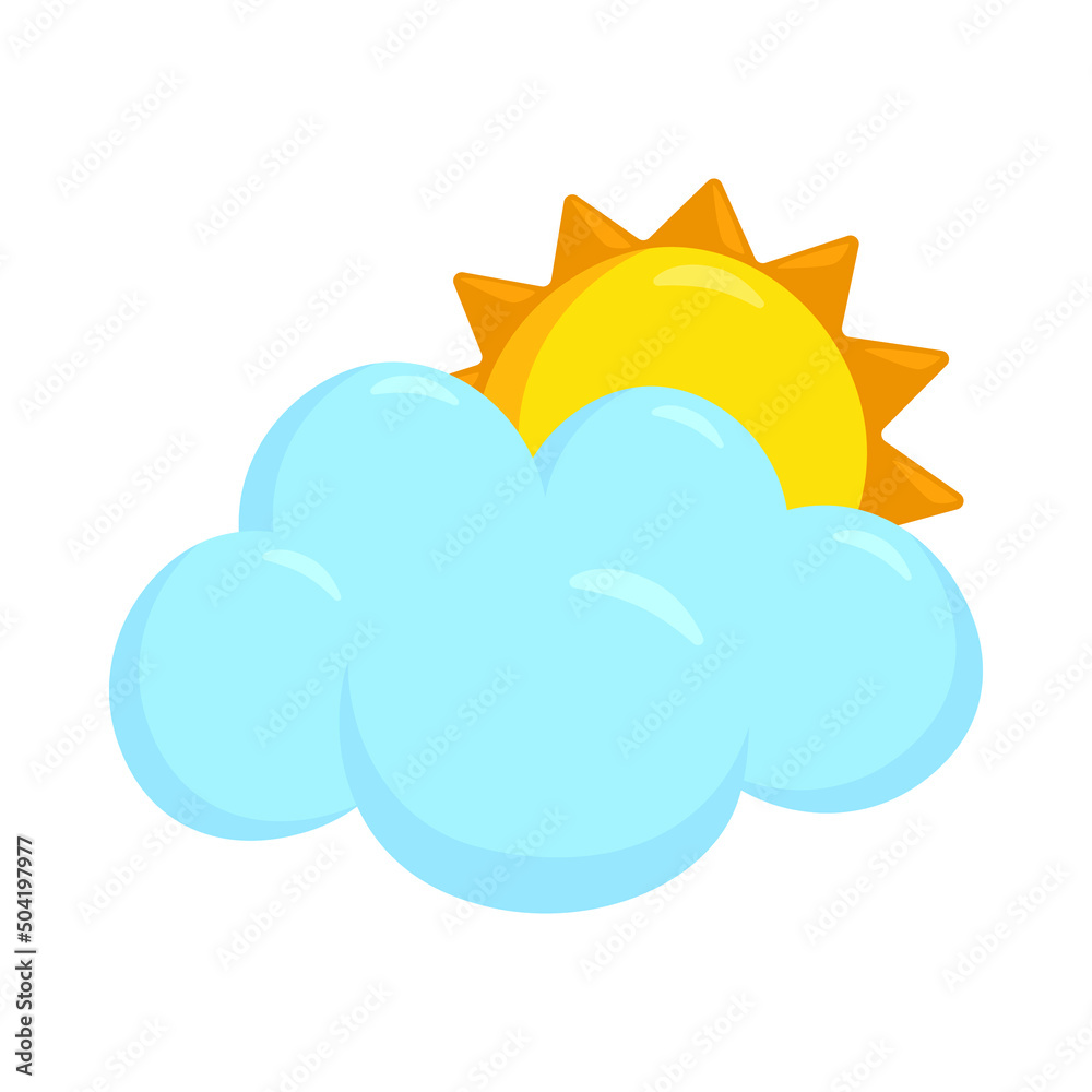 Sun and Cloud Sign Emoji Icon Illustration. Weather Vector Symbol Emoticon Design Clip Art Sign Comic Style. Sun and Cloud Sign Emoji Icon Illustration. Weather Vector Symbol Emoticon Design Clip Art Sign Comic Style.