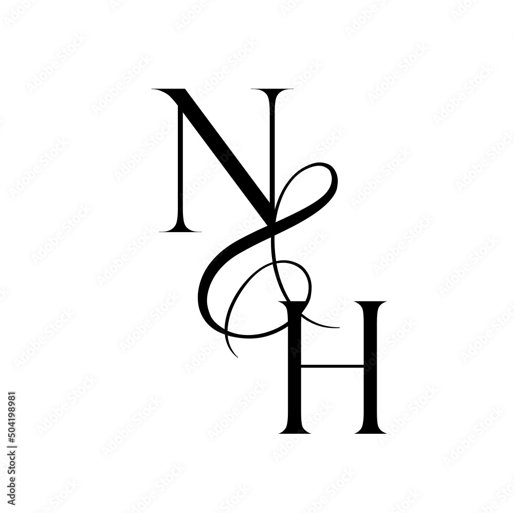 hn, nh, monogram logo. Calligraphic signature icon. Wedding Logo Monogram. modern monogram symbol. Couples logo for wedding hn, nh, monogram logo. Calligraphic signature icon. Wedding Logo Monogram. modern monogram symbol. Couples logo for wedding