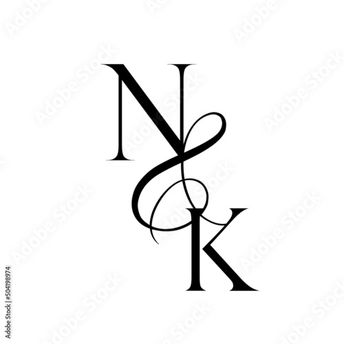 kn, nk, monogram logo. Calligraphic signature icon. Wedding Logo Monogram. modern monogram symbol. Couples logo for wedding