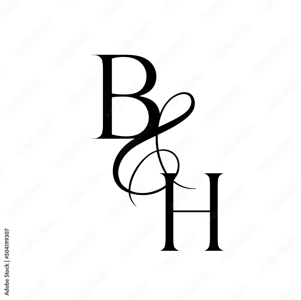 hb, bh, monogram logo. Calligraphic signature icon. Wedding Logo Monogram. modern monogram symbol. Couples logo for wedding