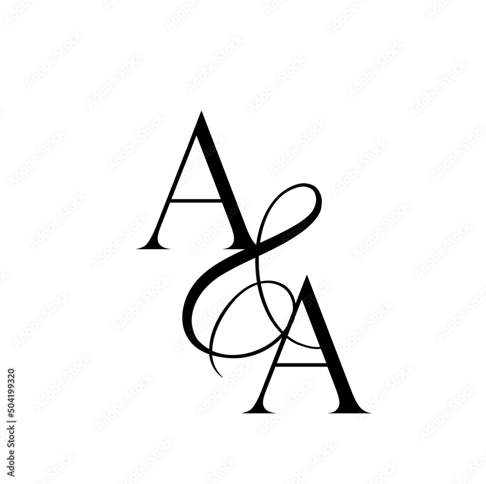 Aa aa monogram logo calligraphic signature icon wedding logo