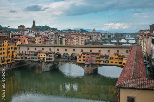 Ponte Vecchio with Skyline in Florence, Italy