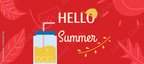 Summer bright banner. Vector illustration in flat style