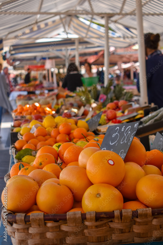 Oranges in Outdoor European Marketplace 