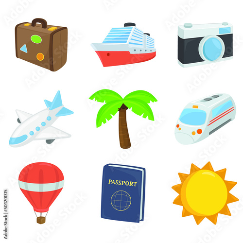 Travel Sign Emoji Icon Illustration. Adventure Vector Symbol Emoticon Design Clip Art Sign Comic Style.