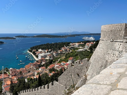 View of Hvar Town and Paklinski Islands from Fortica photo