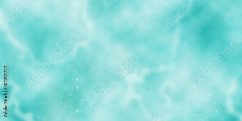 Abstract light blue watercolor painted sky mottled blue background with vintage marbled textured design on cloudy sky blue banner panoramic background. Soft clouds in blue sky watercolor background. 