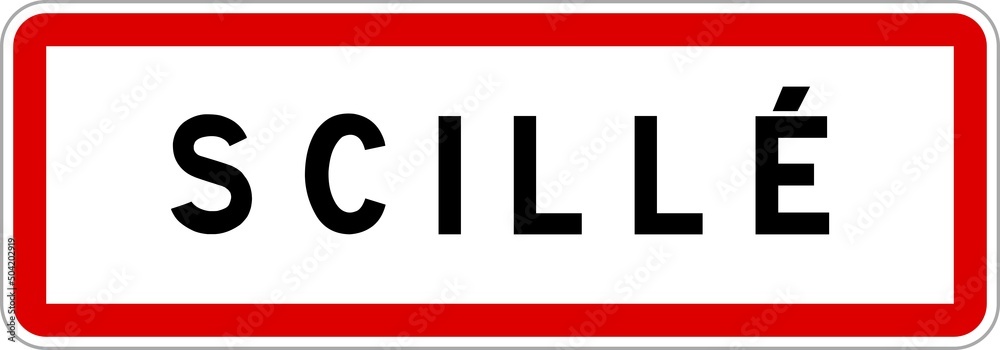Panneau entrée ville agglomération Scillé / Town entrance sign Scillé Panneau entrée ville agglomération Scillé / Town entrance sign Scillé