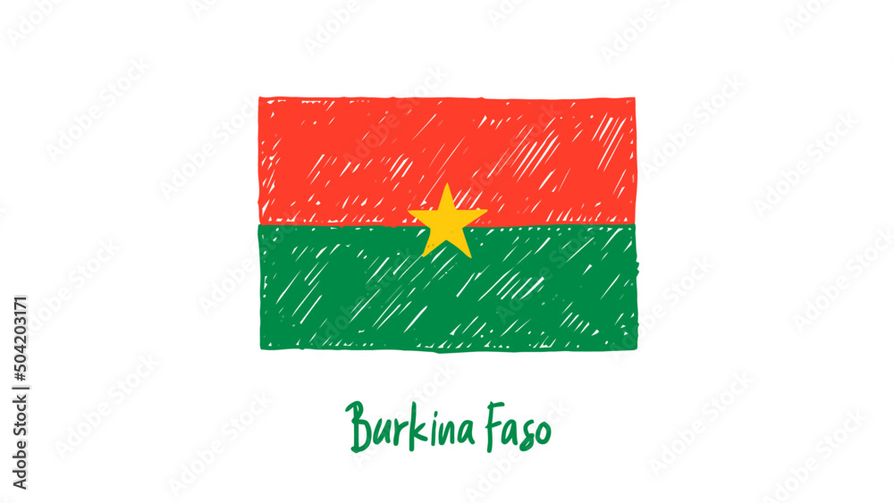 Fototapeta premium Burkina Faso National Country Flag Marker or Pencil Sketch Illustration Vector