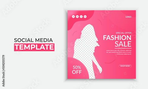 Fashion sale social media post and web banner template layout