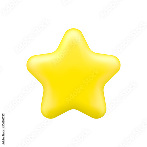 Yellow star in 3d cartoon minimal style. Vector illustration. (ID: 504204737)