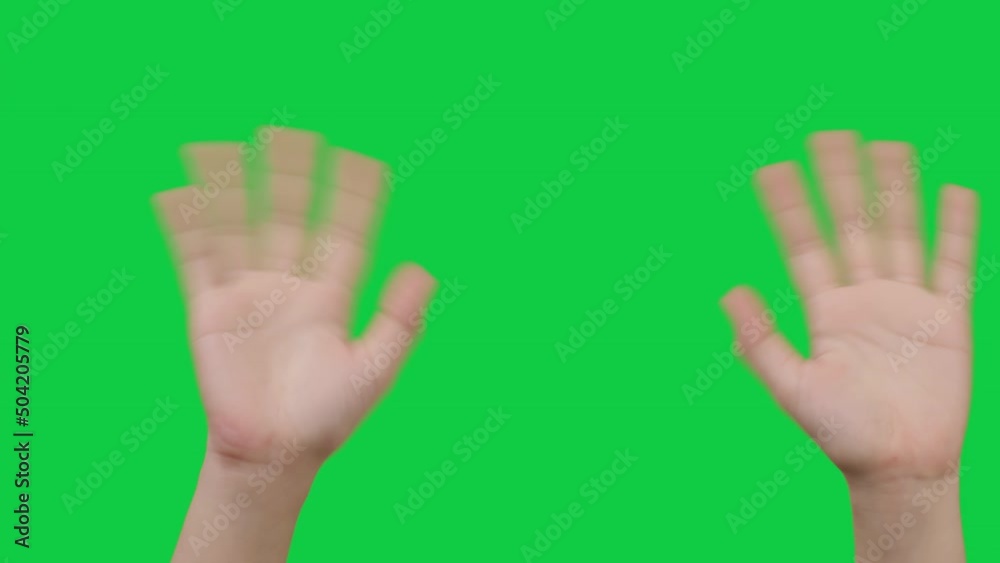 Body Language, women hands waving saying greetings hello or goodbye ...