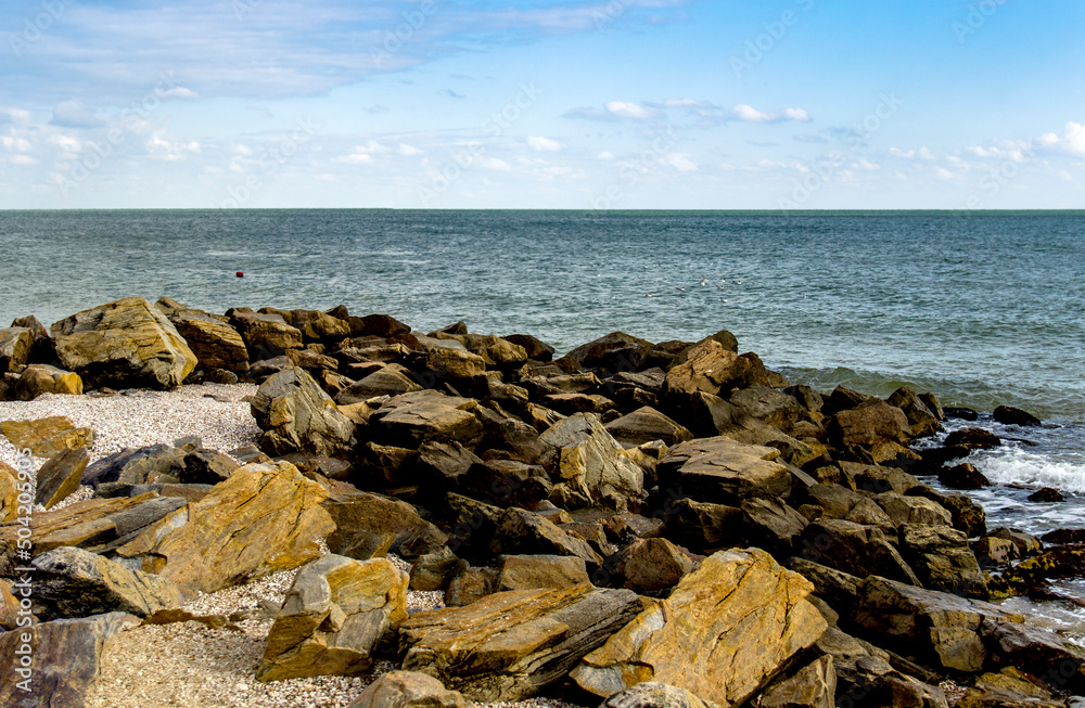 landscape of the sea and stones, Azov sea, Ukraine