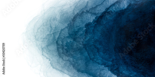 Abstract watercolor paint background by nay blue and teal green with liquid fluid texture for background, banner
