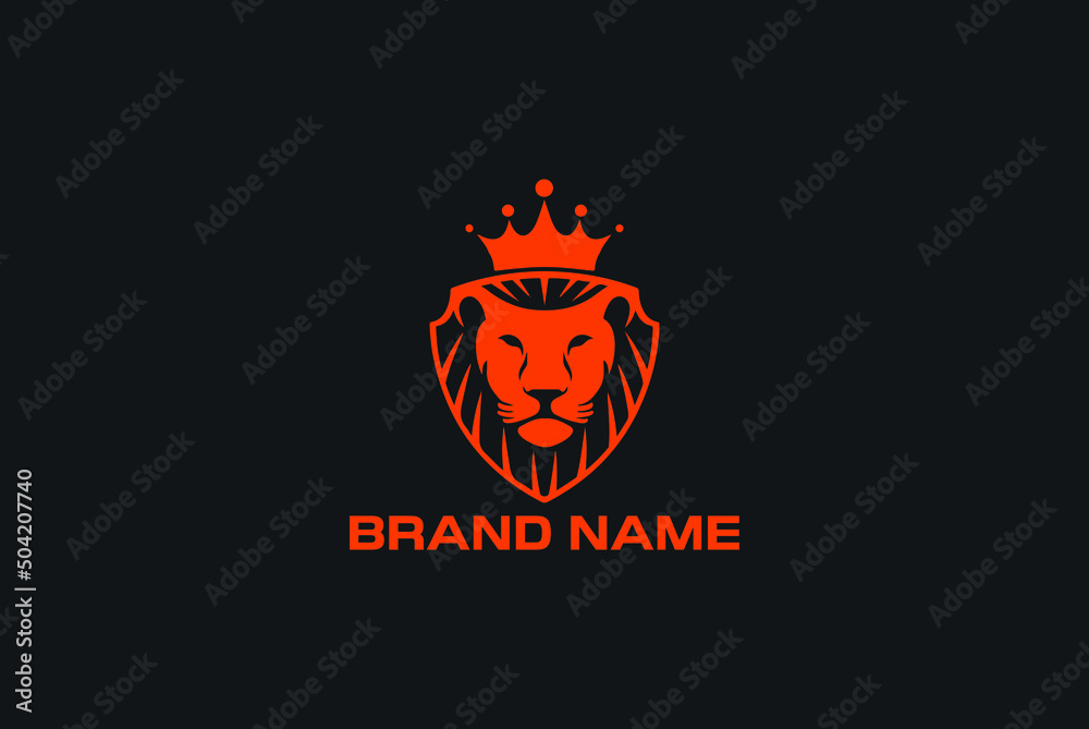 lion crown shield logo vector design Stock Vector | Adobe Stock