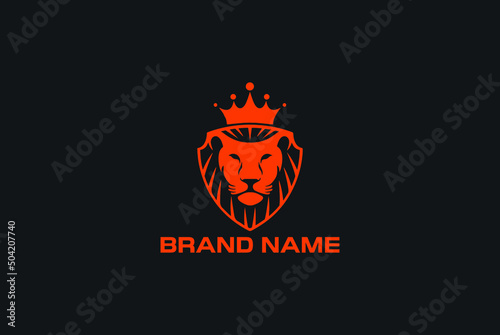 Fototapeta Naklejka Na Ścianę i Meble -  lion crown shield logo vector design