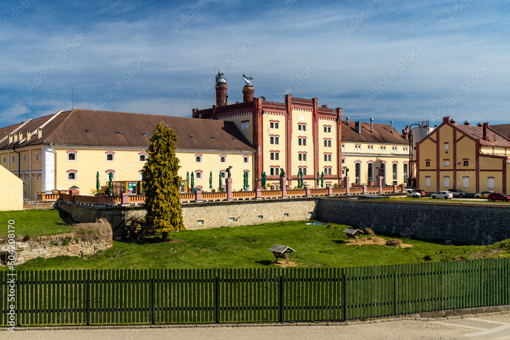 Original historic building of brewery in Trebon, Southern Bohemia, Czech Republic