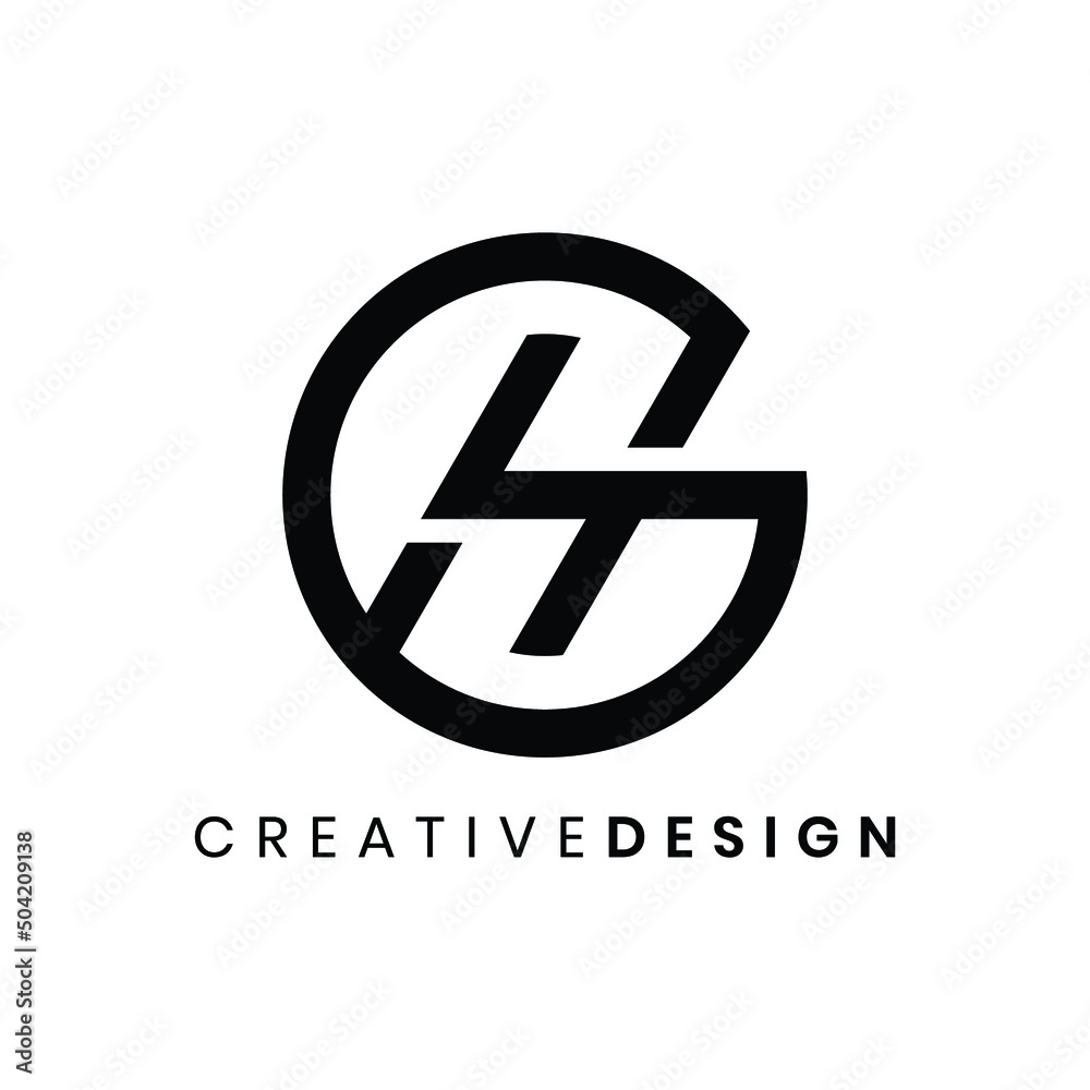 Modern circle letter GH or HG logo design vector Modern circle letter GH or HG logo design vector