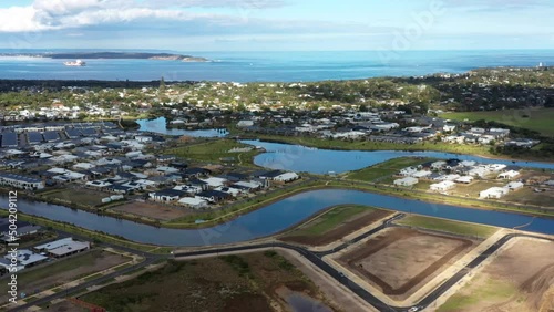 AERIAL Over New Point Lonsdale Housing Estate, Australia On A Sunny Day photo