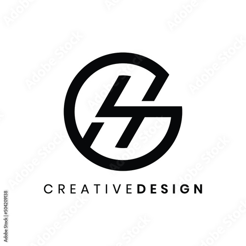 Modern circle letter GH or HG logo design vector