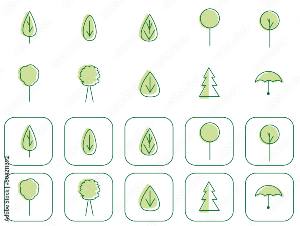 drzewa ikony eko ekologia ochrona środowiska web  - obrazy, fototapety, plakaty 