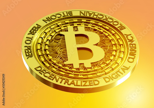 Bitcoin currency. Golden co...