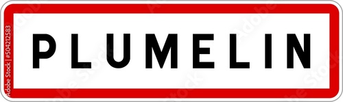 Panneau entrée ville agglomération Plumelin / Town entrance sign Plumelin
