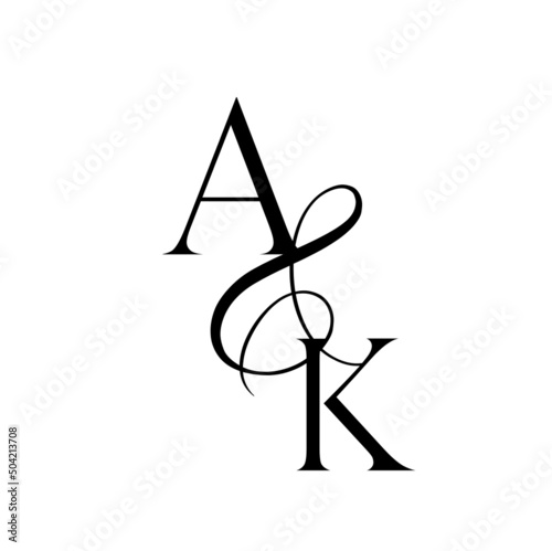 ka, ak, monogram logo. Calligraphic signature icon. Wedding Logo Monogram. modern monogram symbol. Couples logo for wedding