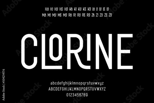 Minimal condensed alphabets font vector with ligatures photo