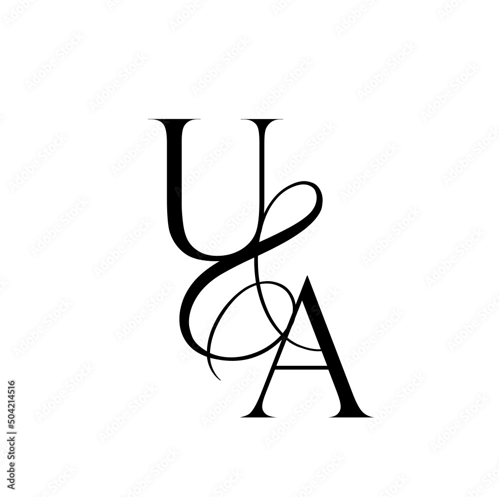 au, ua, monogram logo. Calligraphic signature icon. Wedding Logo Monogram. modern monogram symbol. Couples logo for wedding